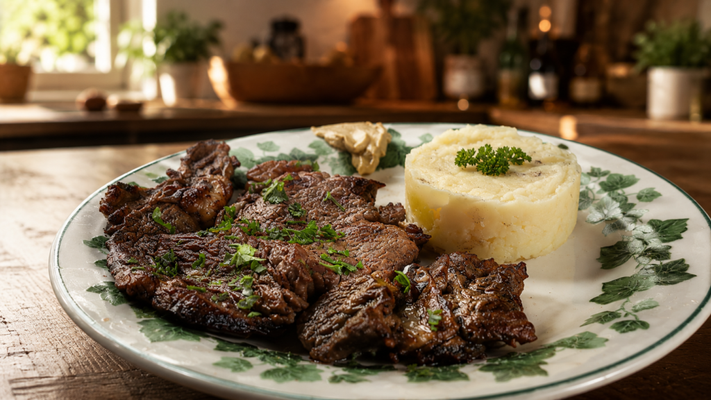 [Recette] – Entrecôte et sa mini-purée de pomme de terre maison à la crème fraîche